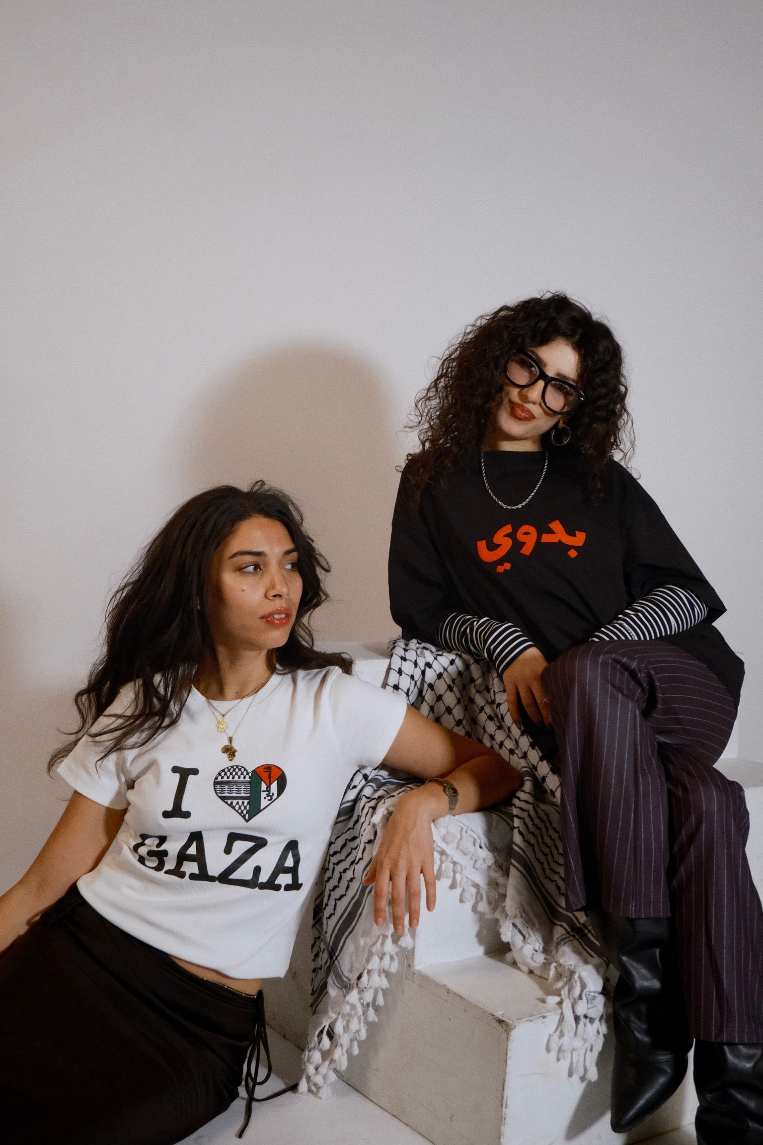"I HEART GAZA" Ribbed Baby Tee - White