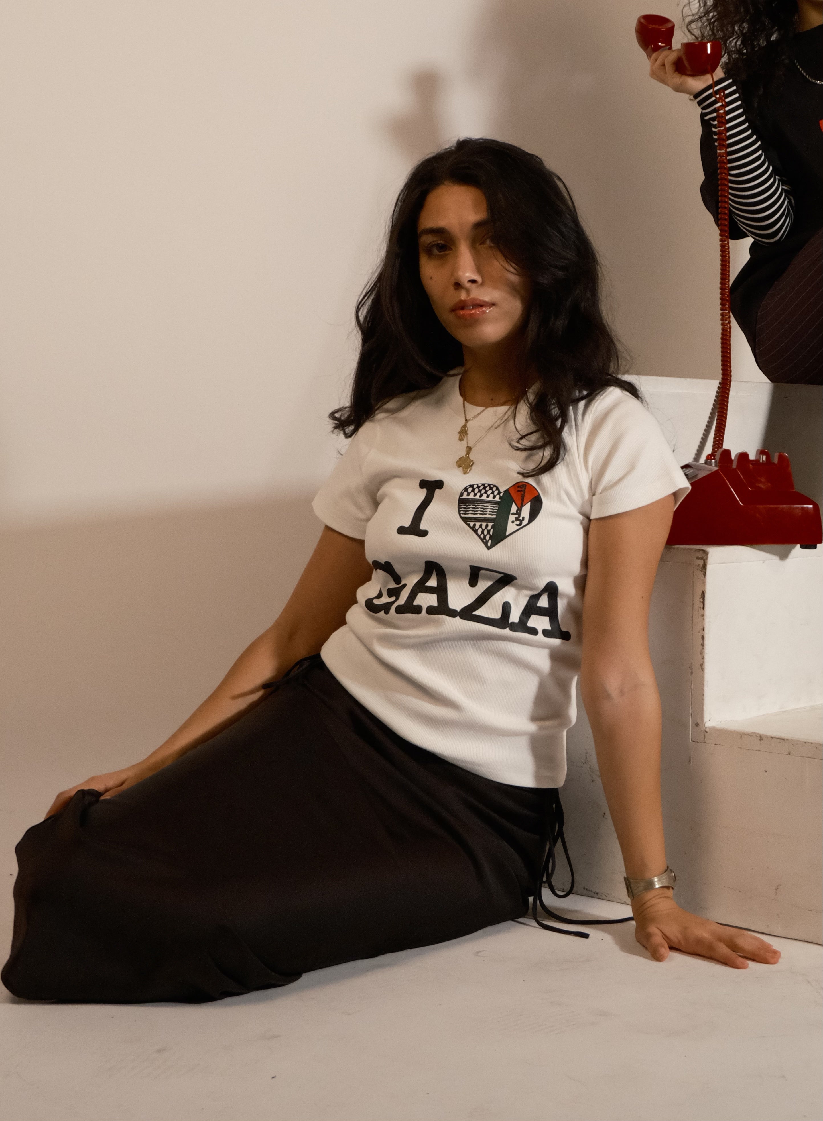"I HEART GAZA" Ribbed Baby Tee - White