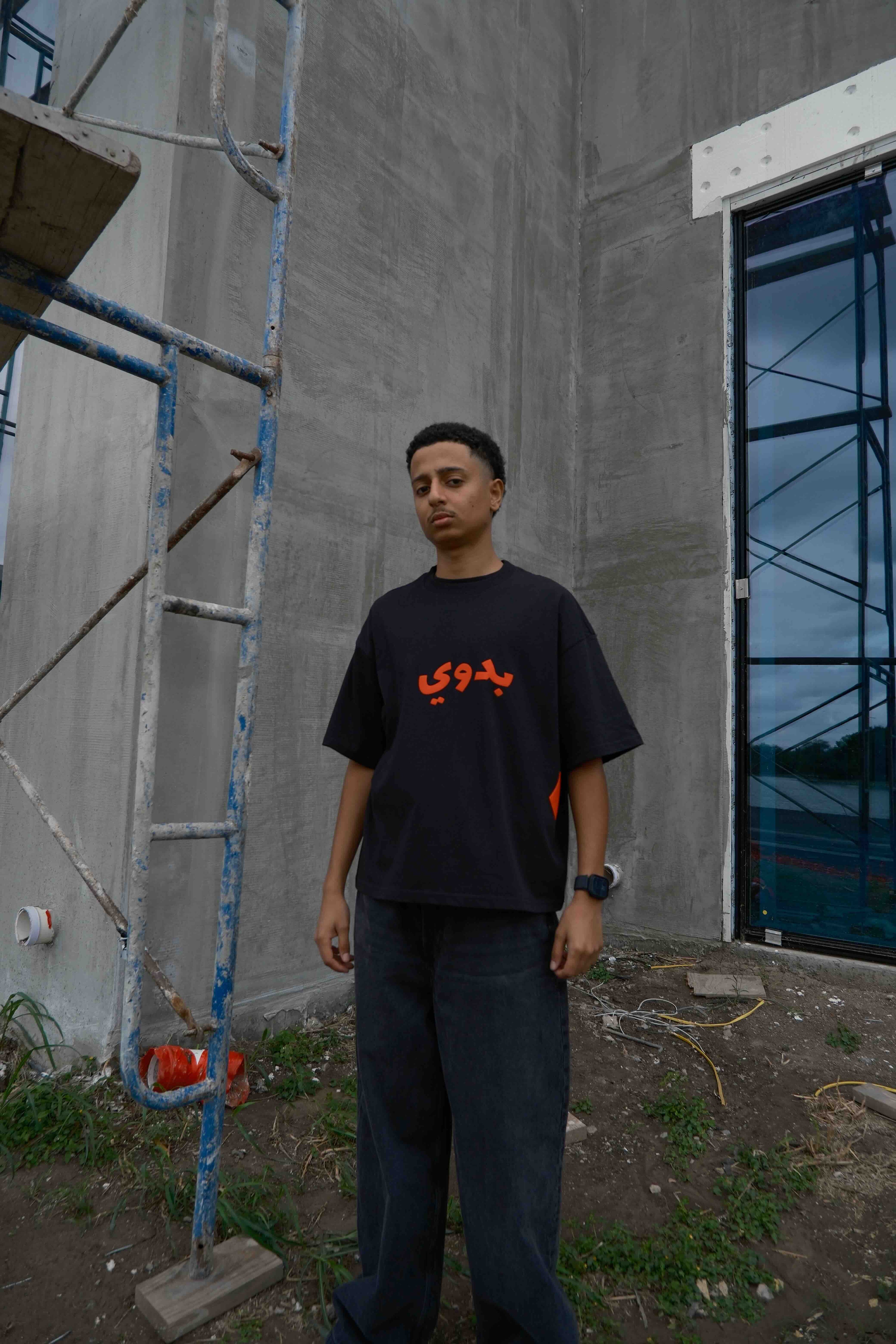 Bedawi Puff Print T-Shirt - Black