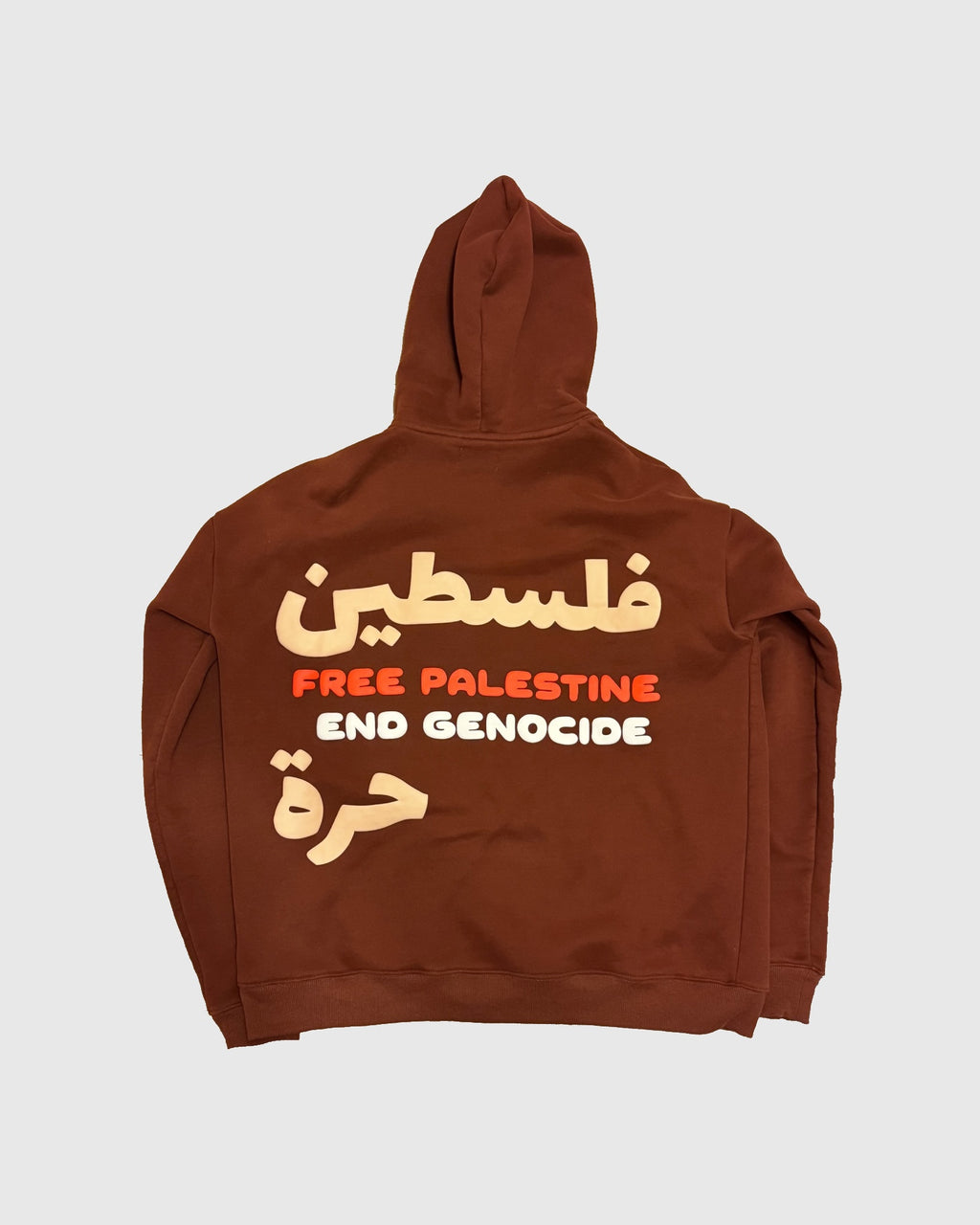 Palestine Puff Print Hoodie - Brown