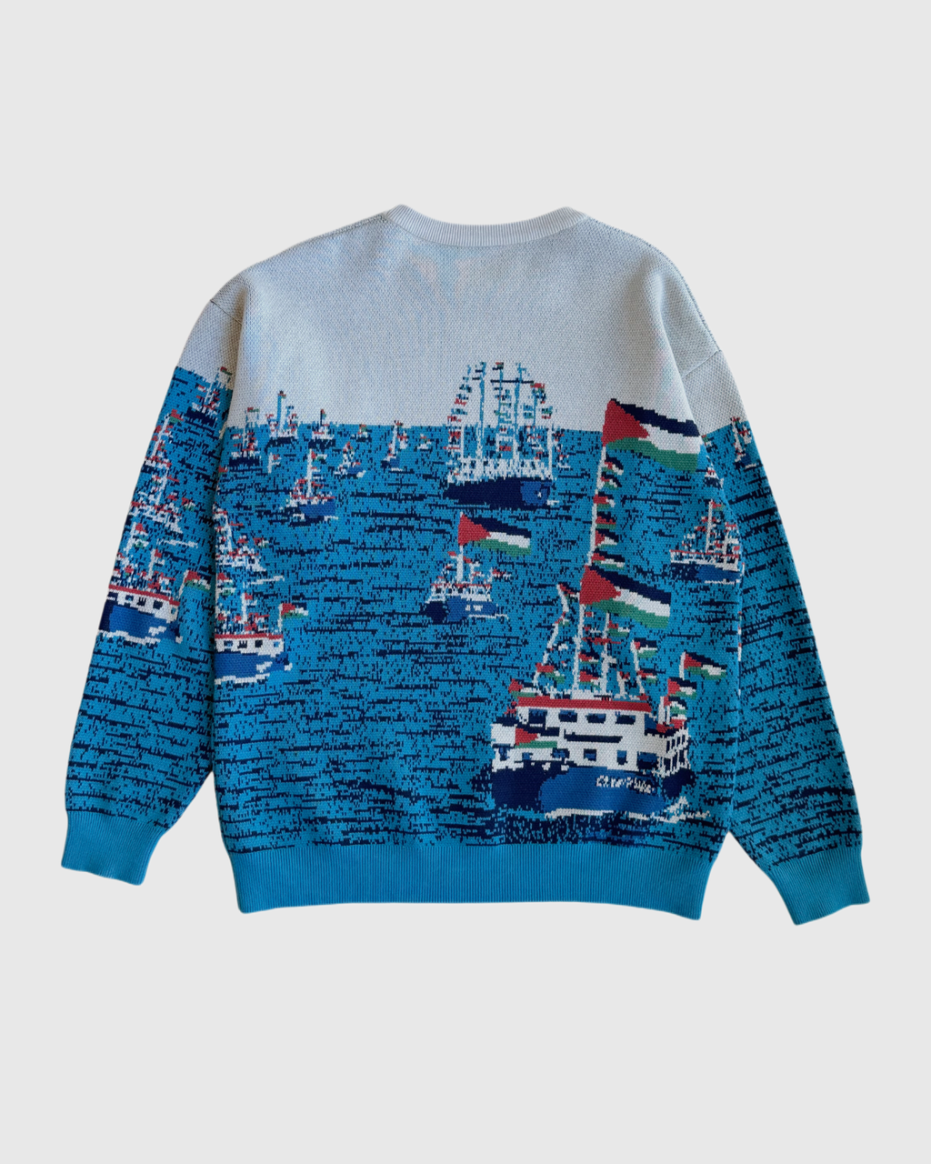 Global Sumud Flotilla Jacquard Sweater - Blue