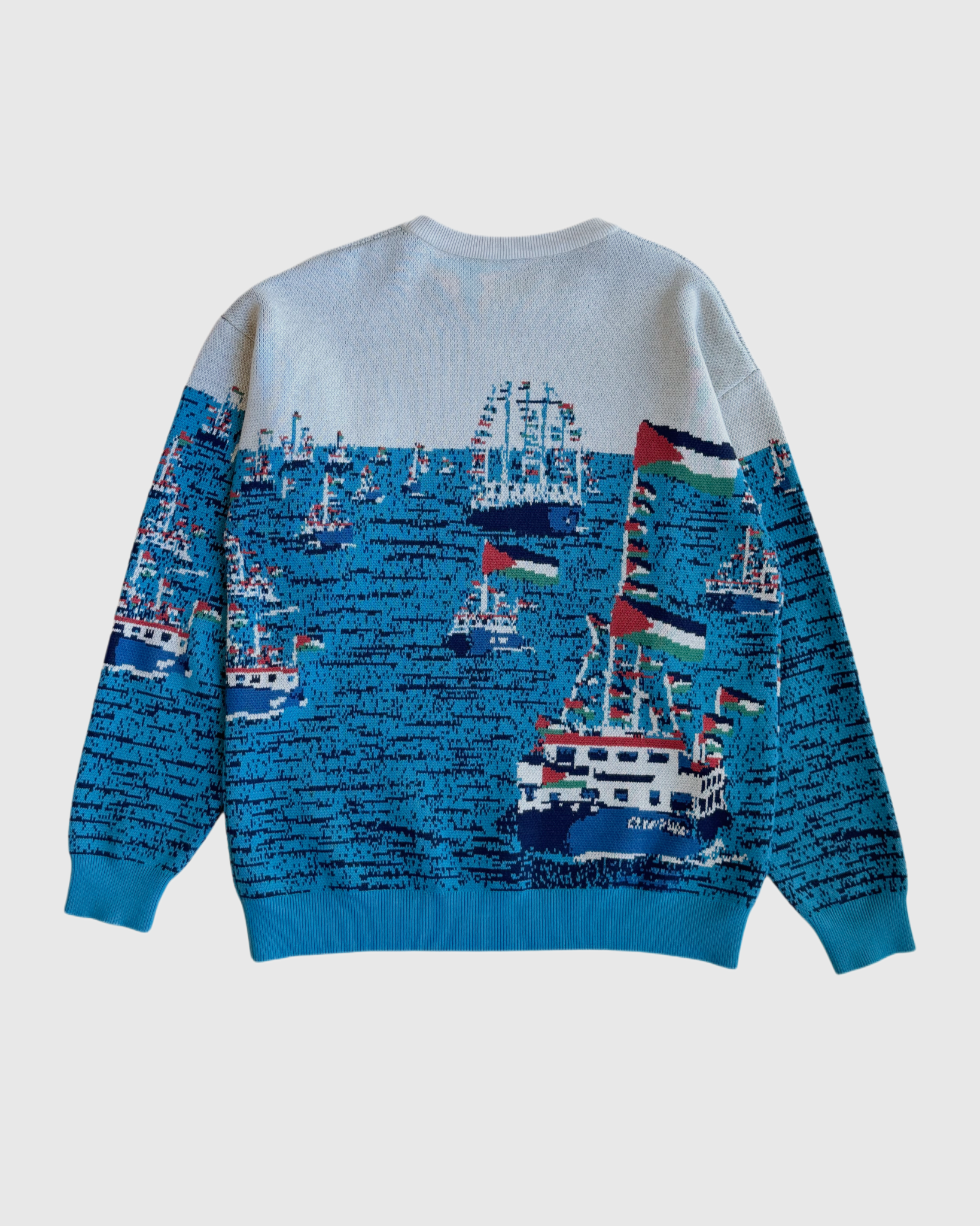 Global Sumud Flotilla Jacquard Sweater - Blue