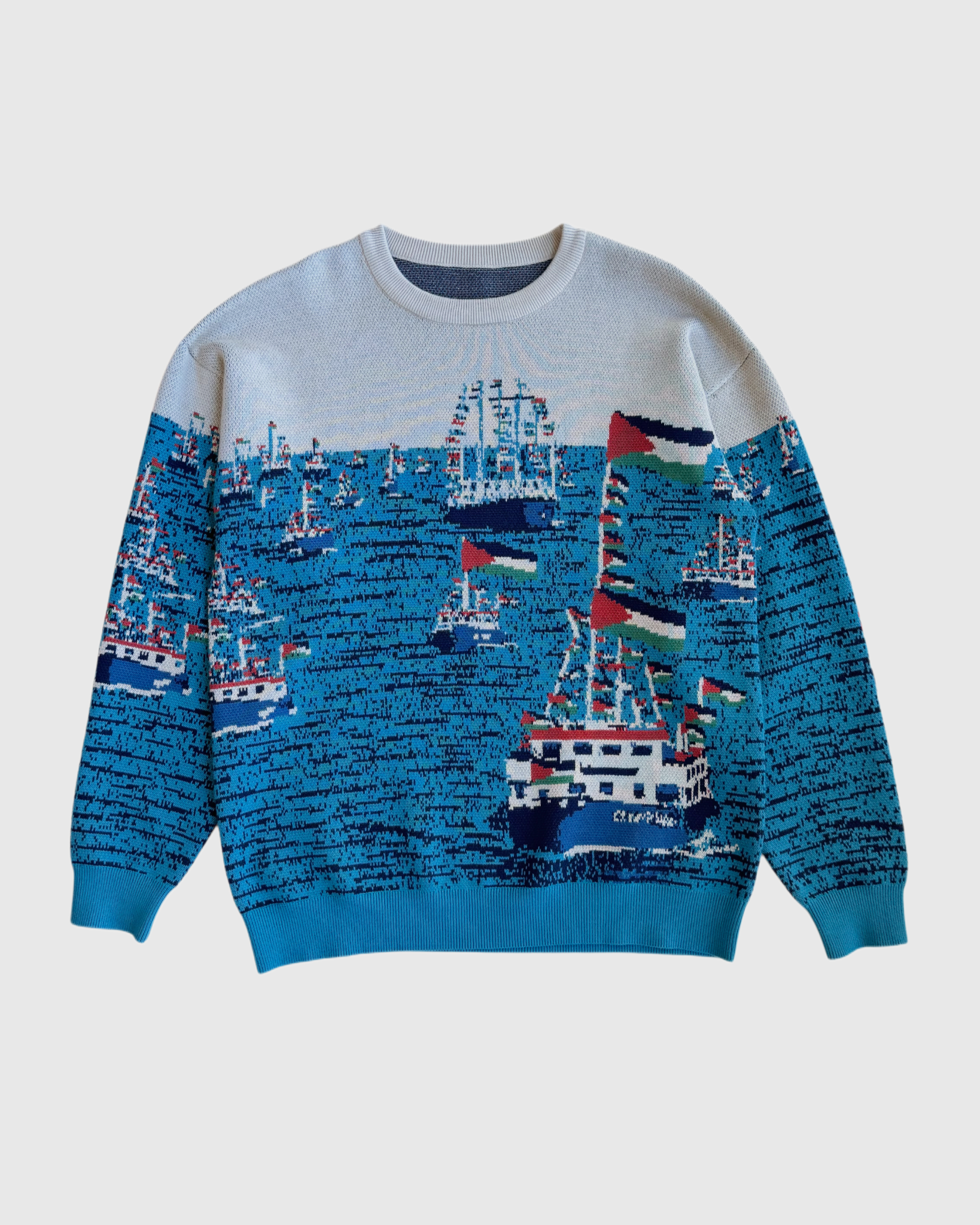 Global Sumud Flotilla Jacquard Sweater - Blue