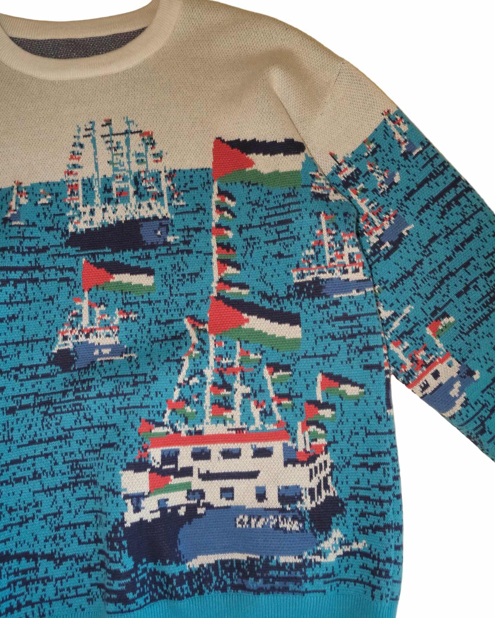 Global Sumud Flotilla Jacquard Sweater - Blue