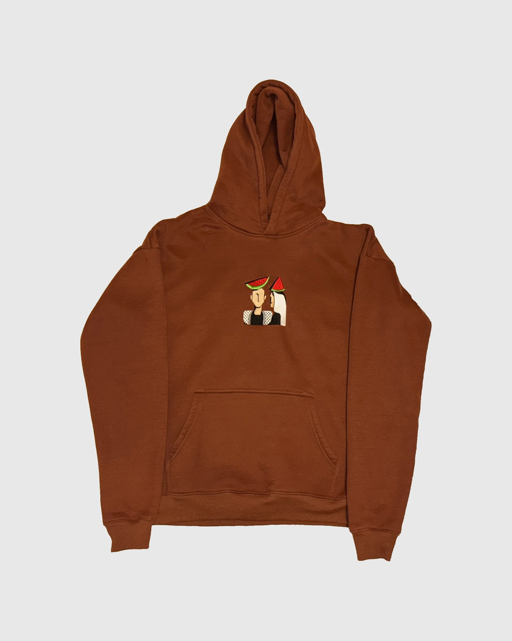 Palestine Puff Print Hoodie - Brown