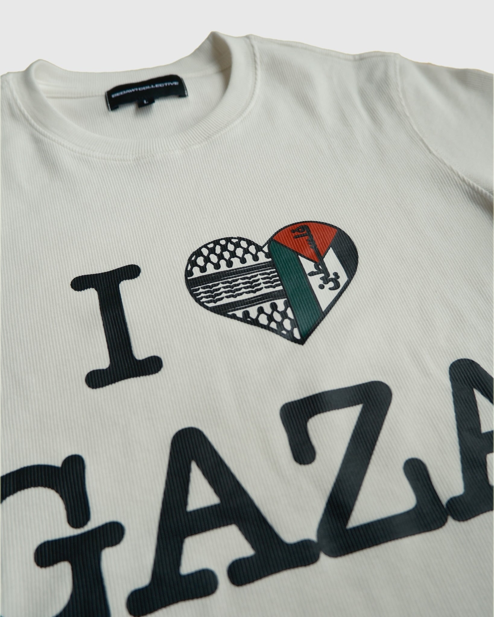 "I HEART GAZA" Ribbed Baby Tee - White