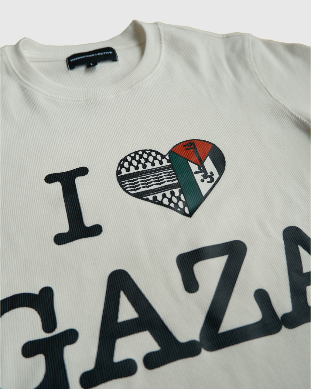 "I HEART GAZA" Ribbed Baby Tee - White