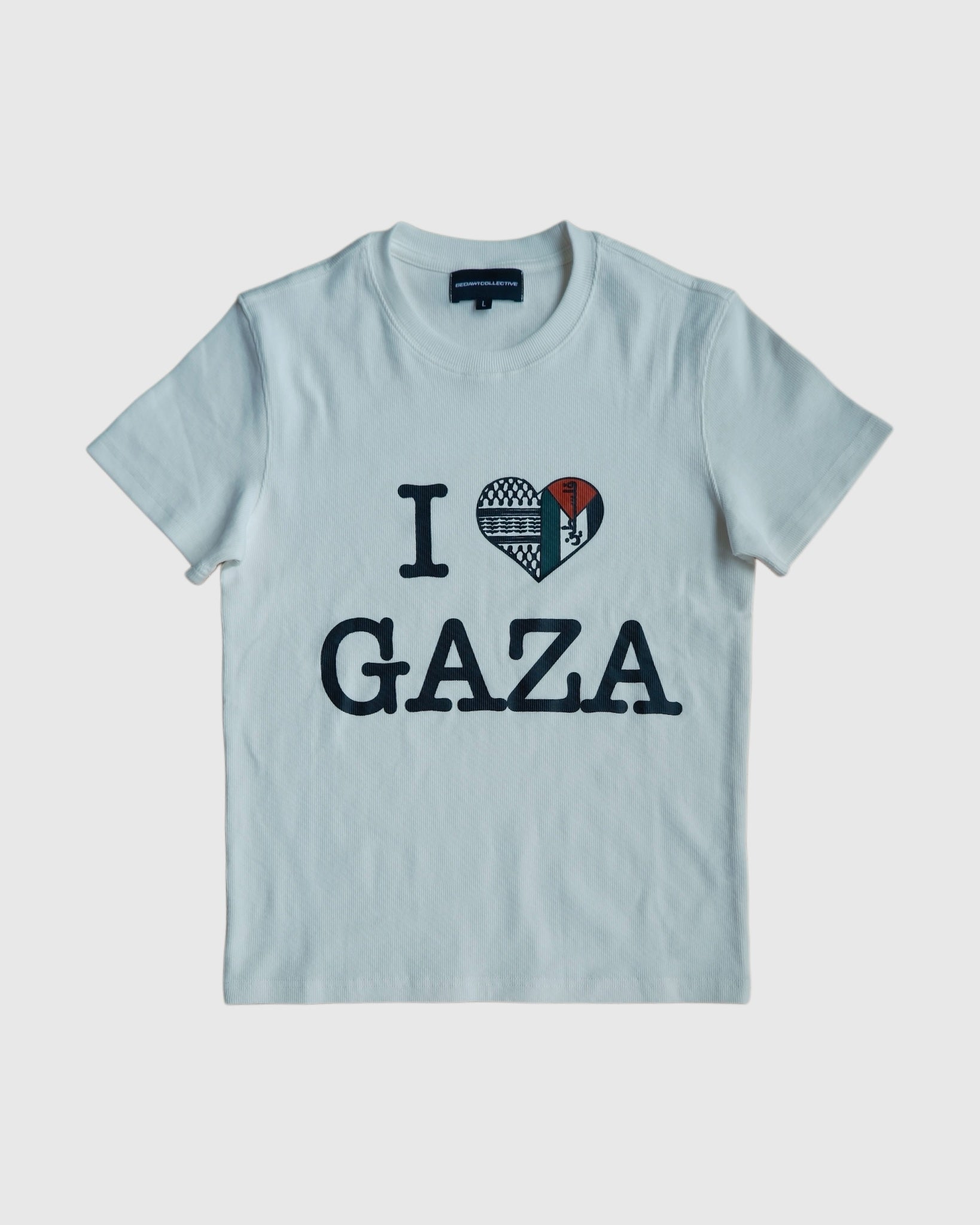 "I HEART GAZA" Ribbed Baby Tee - White