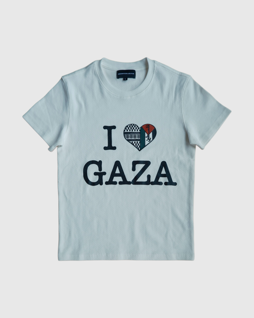 "I HEART GAZA" Ribbed Baby Tee - White